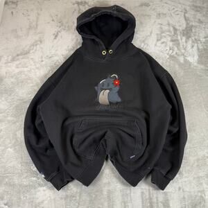 Graf&Wu black bomb ghost embroidered streetwear casual hoodie mens XL